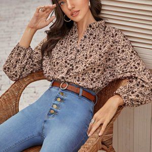Mockneck Flower Blouse - $8 o.b.o.!